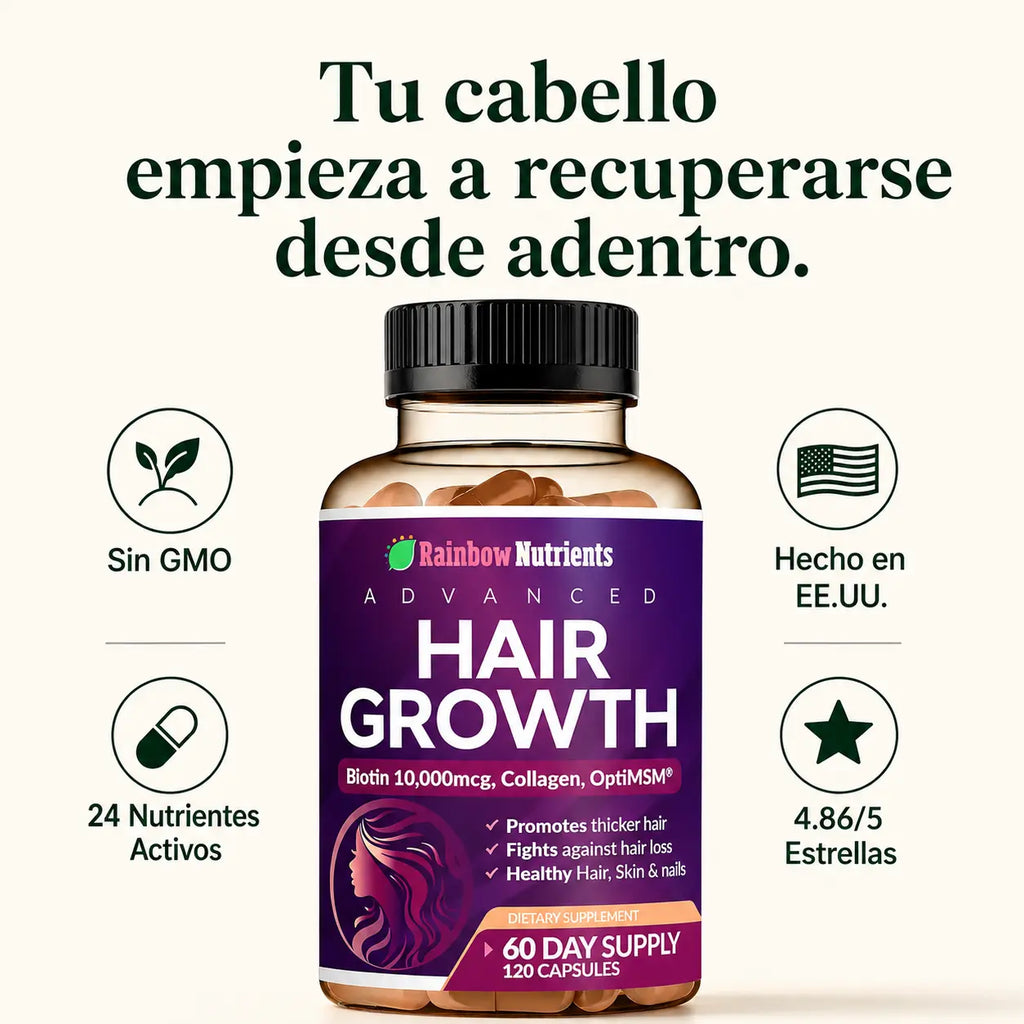 Advanced Hair Growth | Rainbow Nutrients| 120 Capsulas