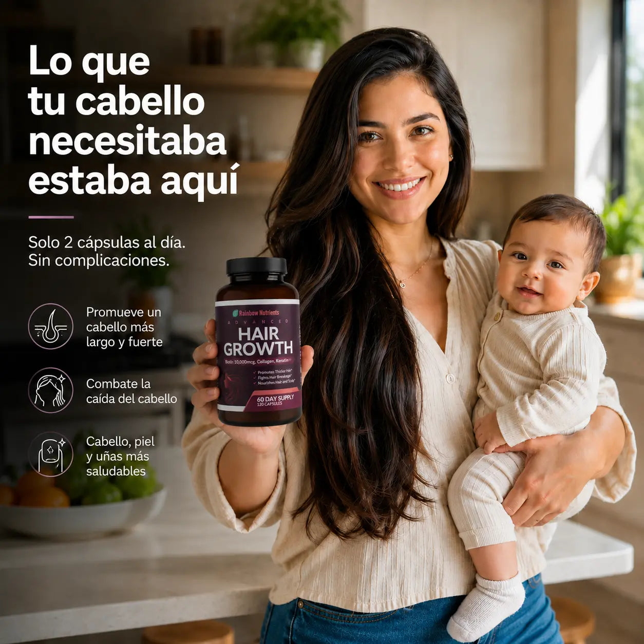 Advanced Hair Growth | Rainbow Nutrients| 120 Capsulas