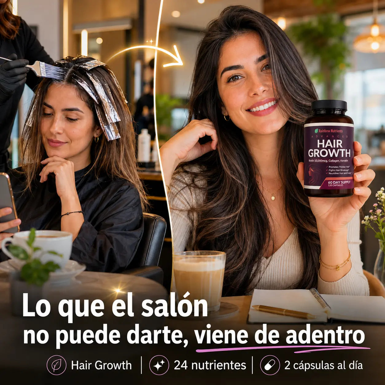 Advanced Hair Growth | Rainbow Nutrients| 120 Capsulas